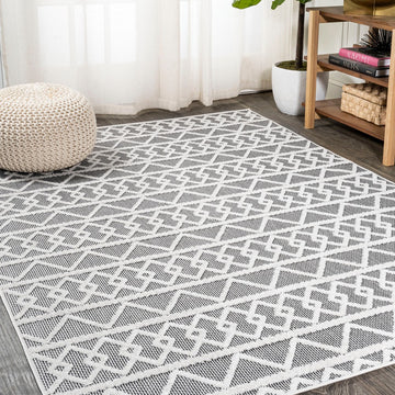 Aylan High-low Pile Knotted Trellis Geometric Indoor/outdoor Area Rug